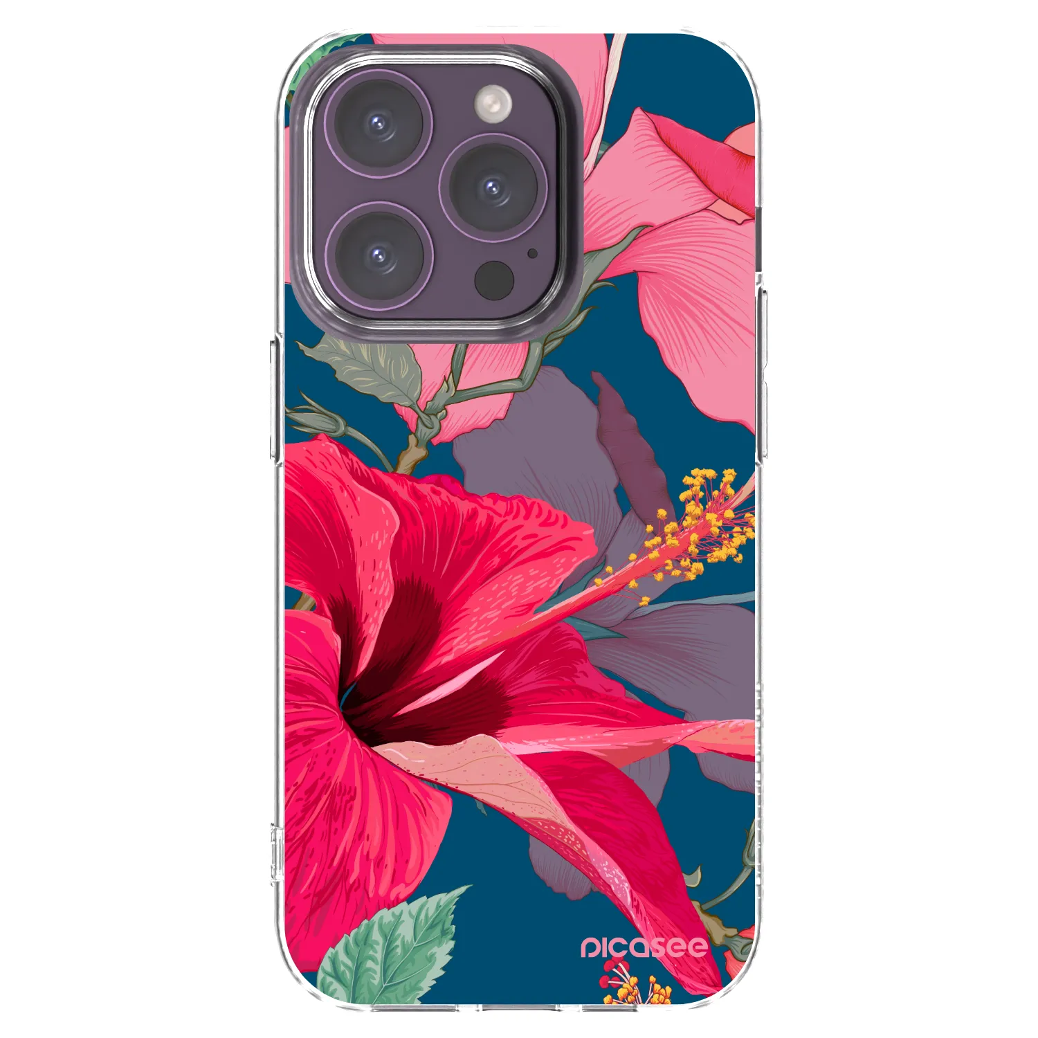 Picasee silikonski prozorni ovitek za Apple iPhone 14 Pro - Hibiscus