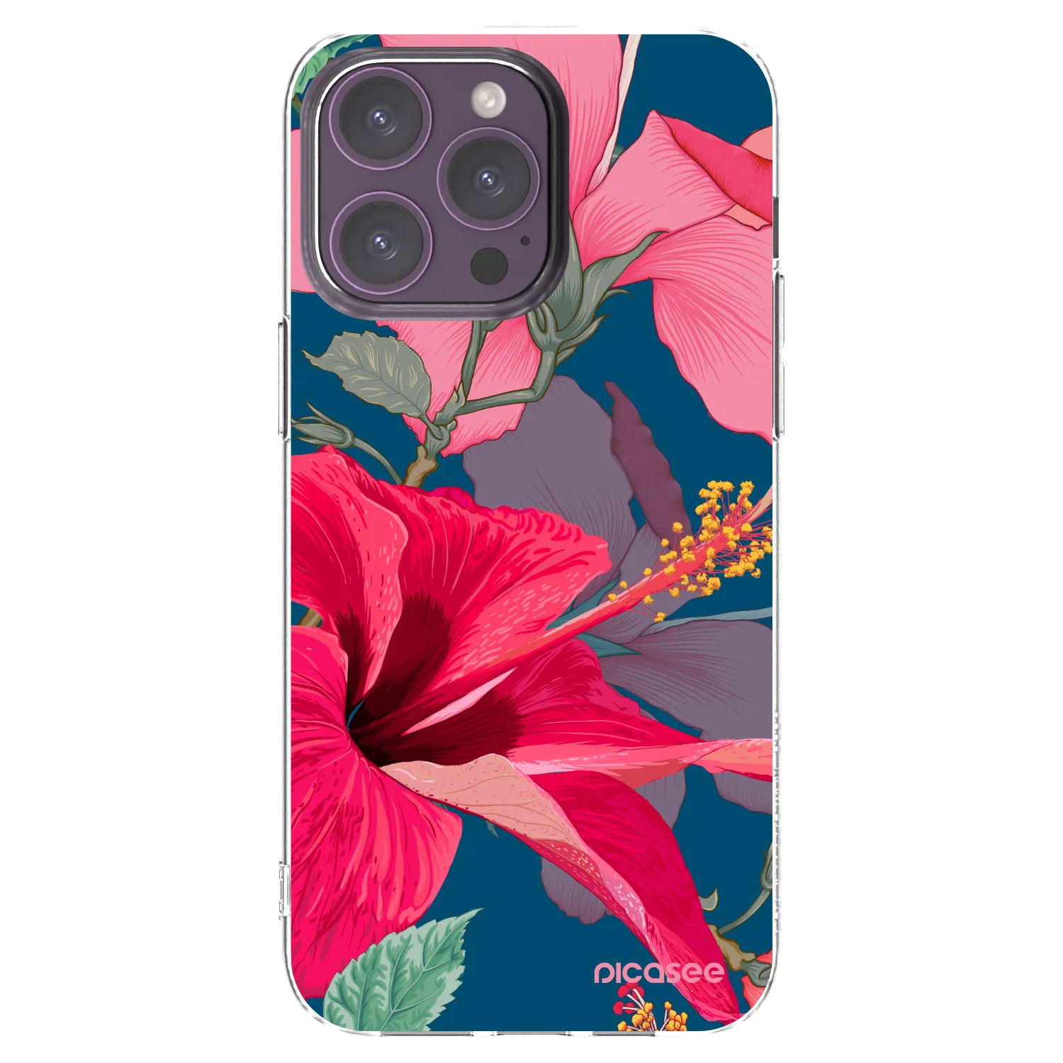 Picasee silikonski prozorni ovitek za Apple iPhone 14 Pro Max - Hibiscus