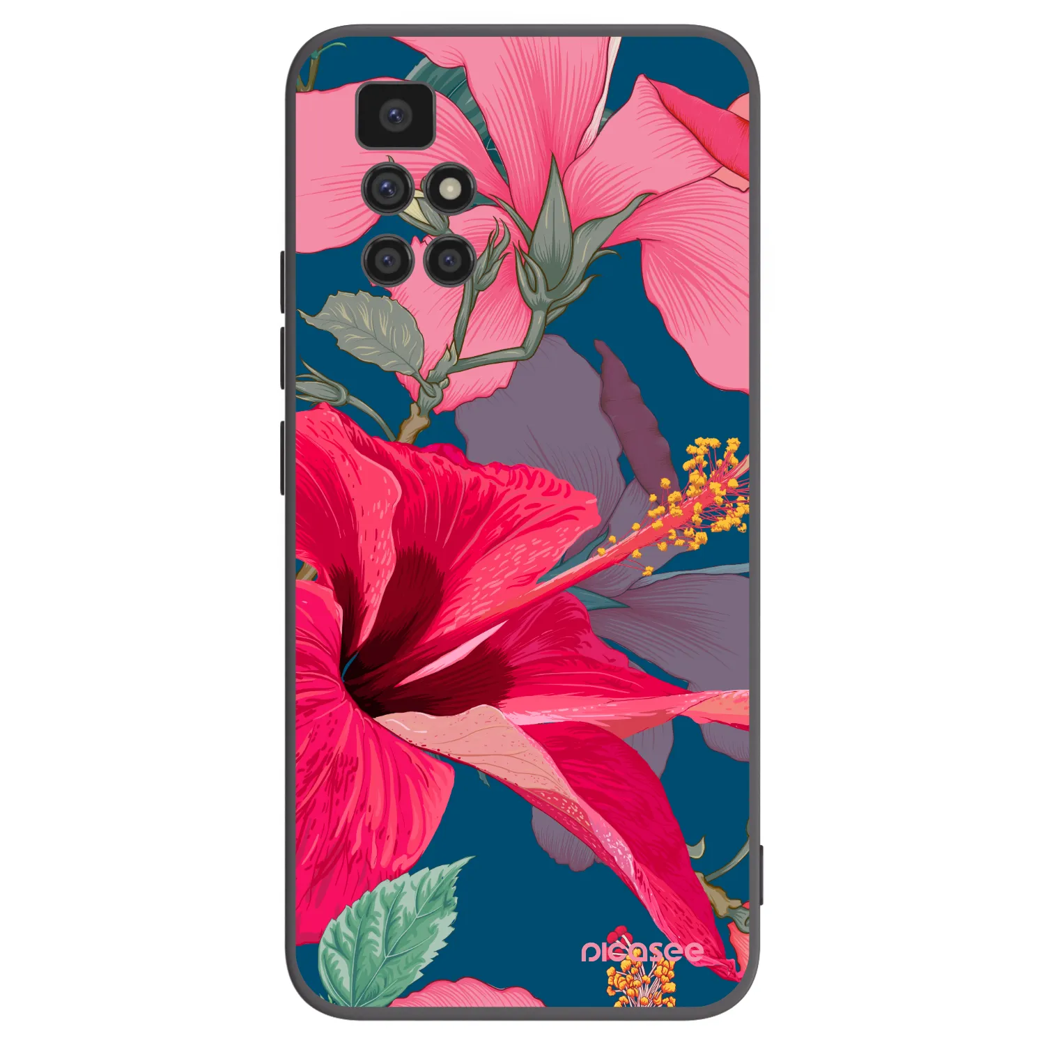 Picasee silikonski črni ovitek za Xiaomi Redmi 10 (2022) - Hibiscus