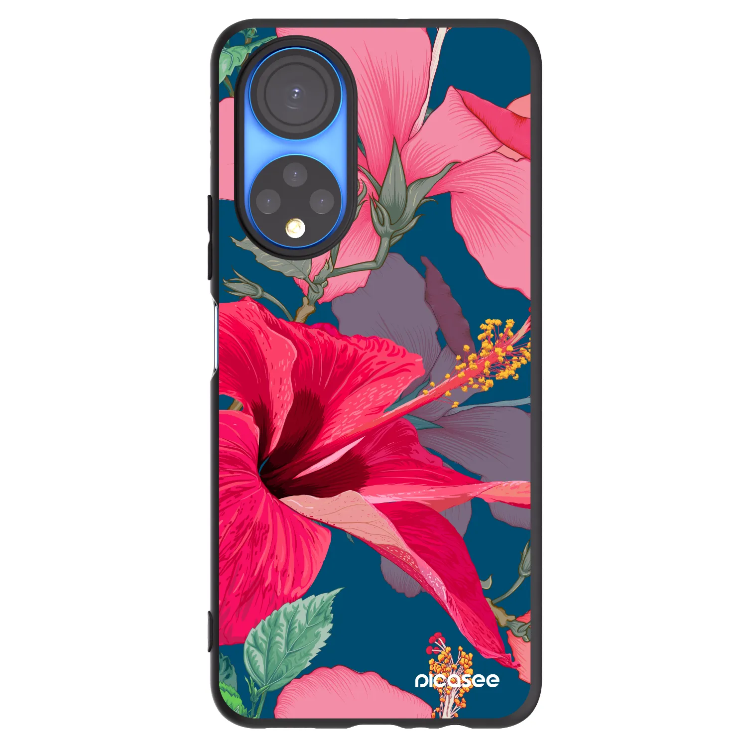 Picasee silikonski črni ovitek za Honor X7 - Hibiscus