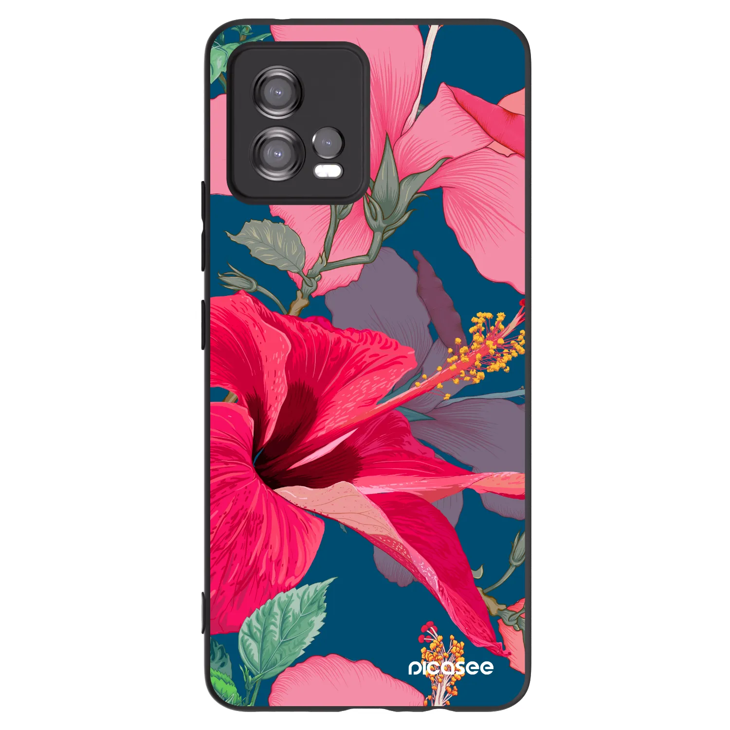 Picasee silikonski črni ovitek za Motorola Moto G72 - Hibiscus