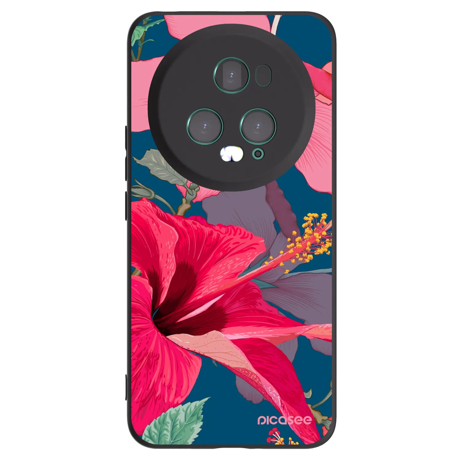 Picasee silikonski črni ovitek za Honor Magic5 Pro - Hibiscus