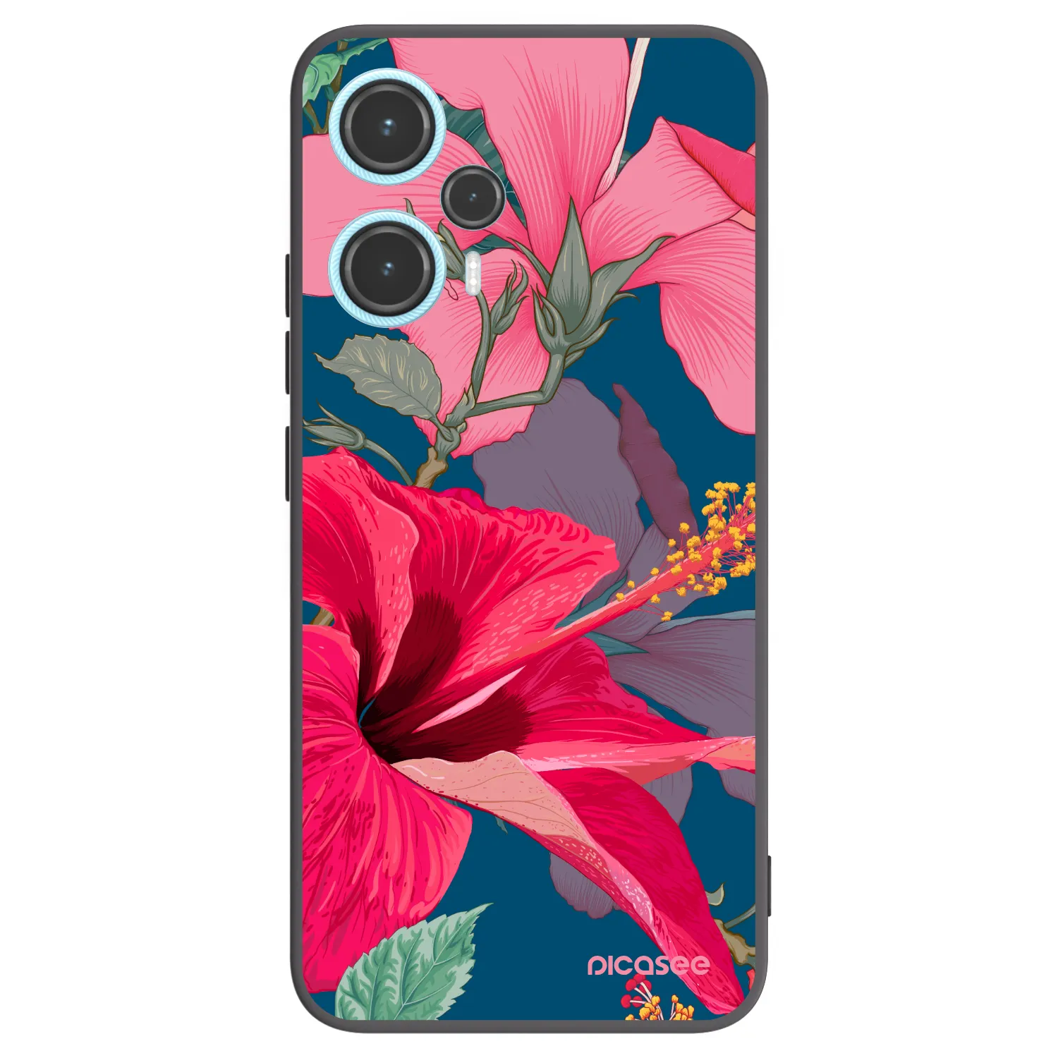 Picasee silikonski črni ovitek za Xiaomi Poco F5 - Hibiscus