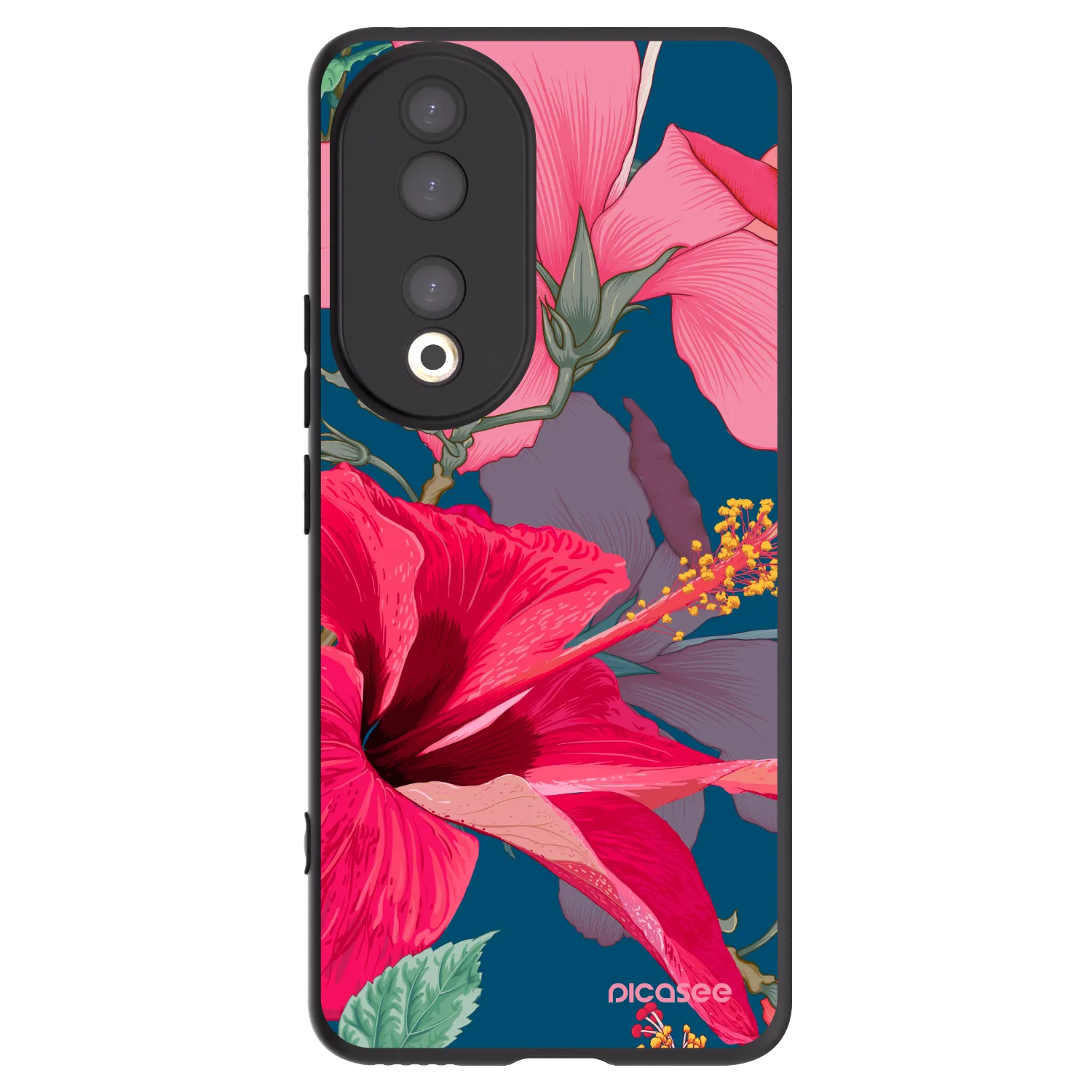 Picasee silikonski črni ovitek za Honor 90 5G - Hibiscus