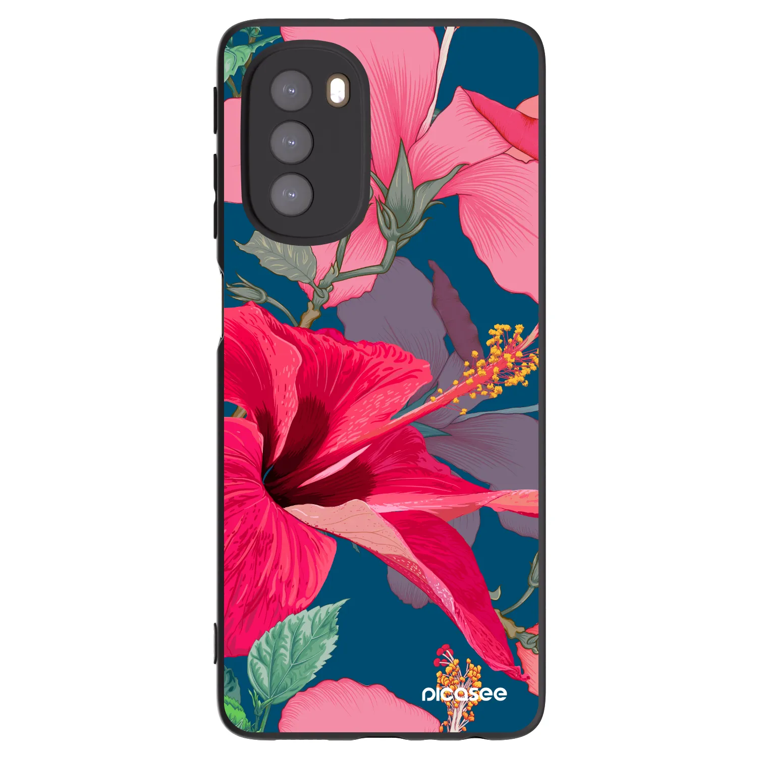Picasee silikonski črni ovitek za Motorola Moto G51 - Hibiscus