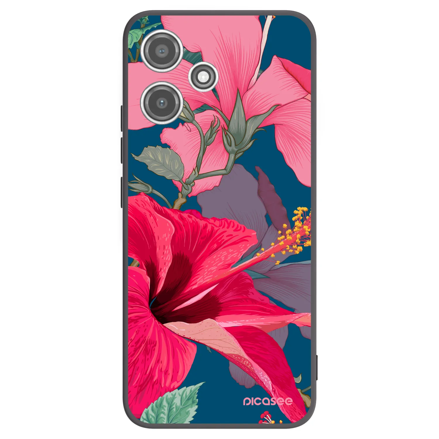 Picasee silikonski črni ovitek za Xiaomi Redmi 12 5G - Hibiscus