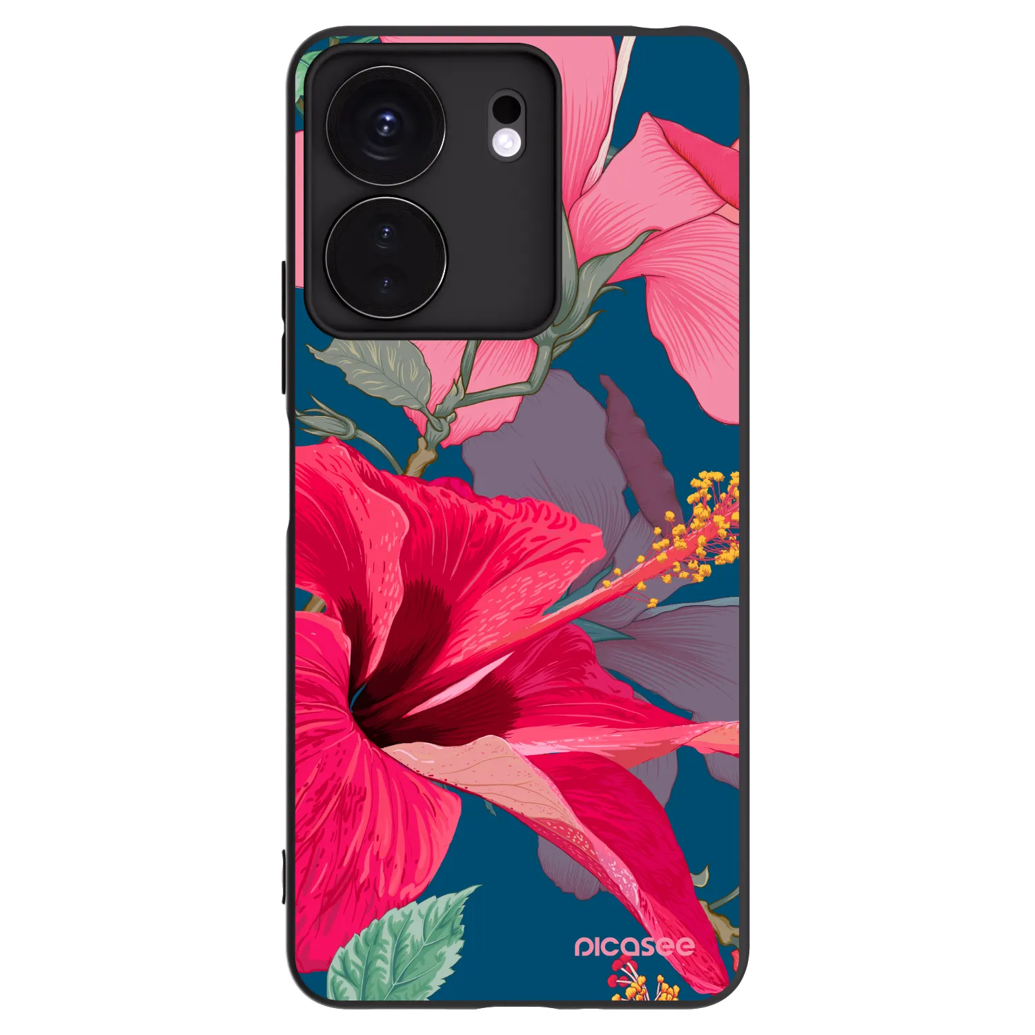 Picasee silikonski črni ovitek za Xiaomi Redmi 13C 4G - Hibiscus