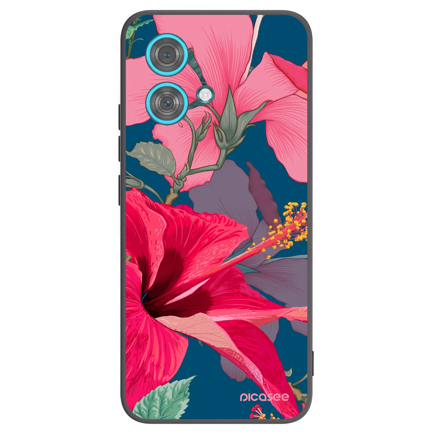 Picasee silikonski črni ovitek za Motorola Edge 40 Neo - Hibiscus