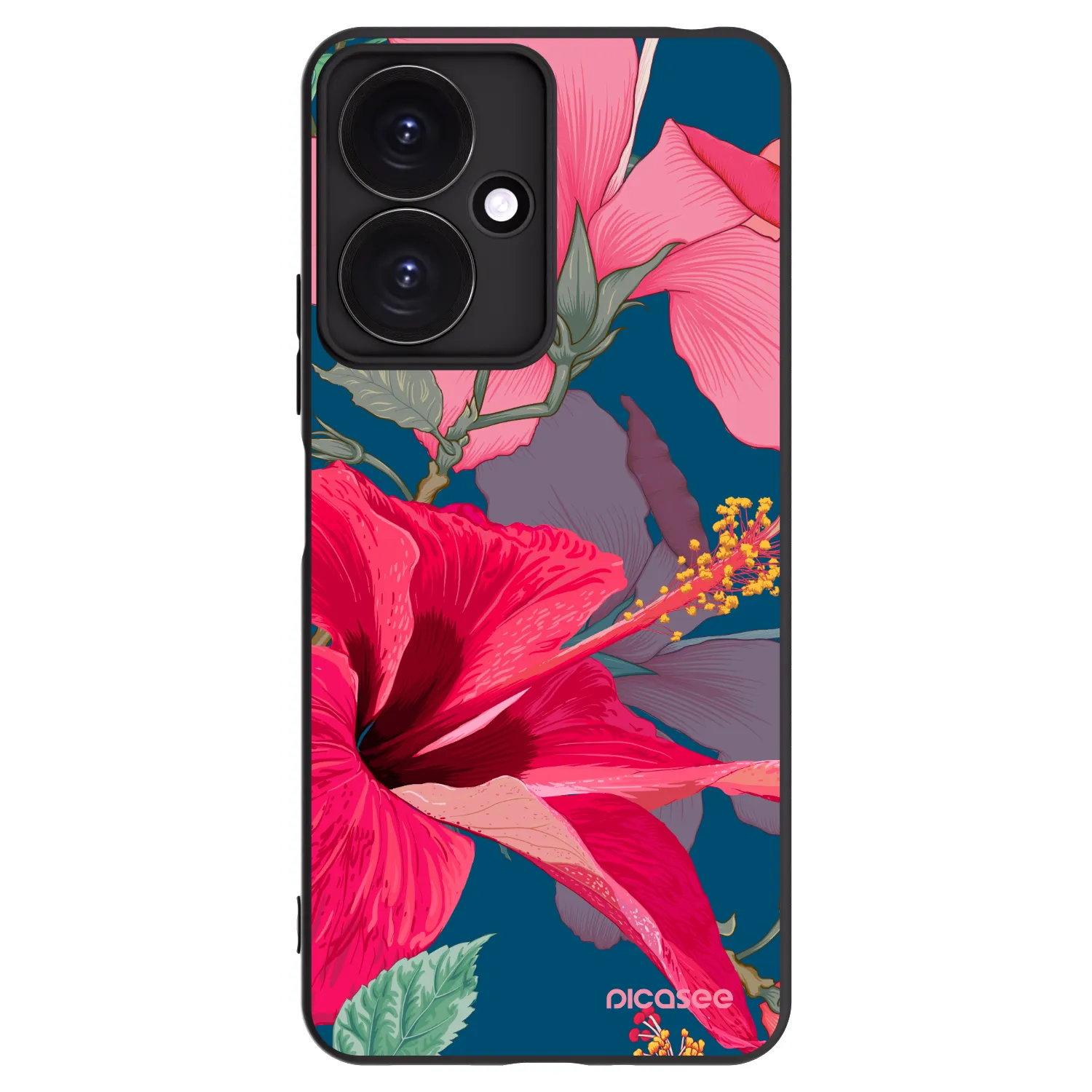 Picasee silikonski črni ovitek za Xiaomi Redmi 13C 5G - Hibiscus