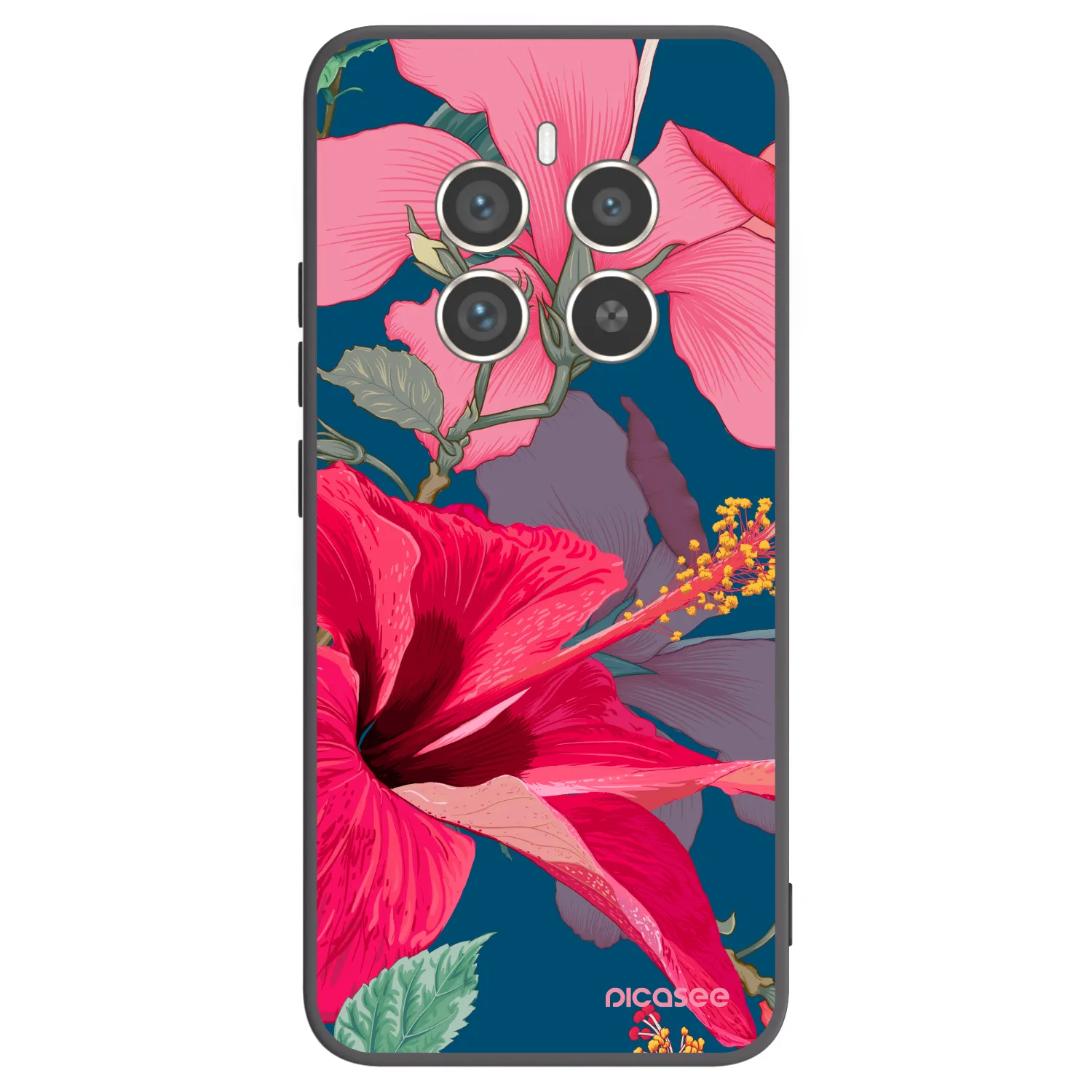 Picasee silikonski črni ovitek za Realme 12 Pro 5G - Hibiscus
