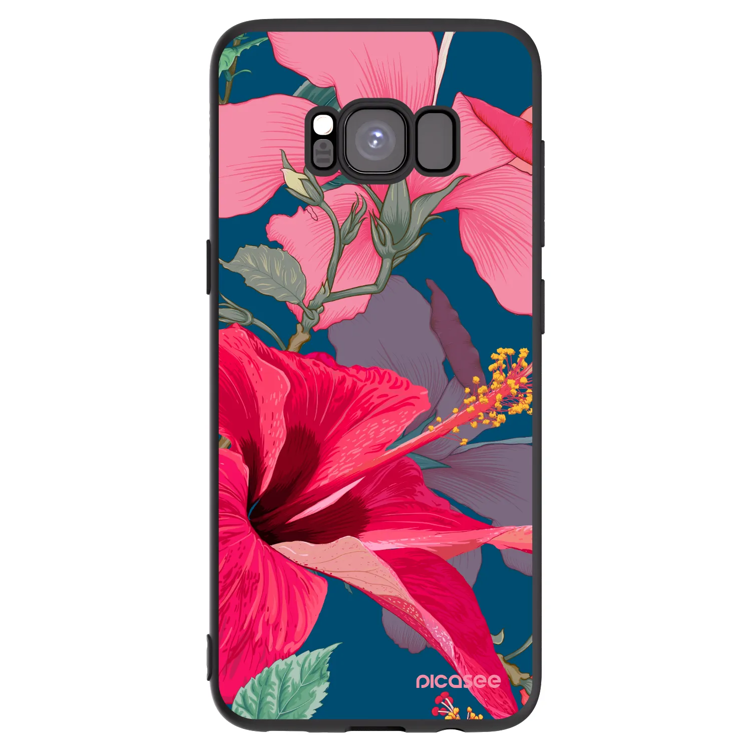 Picasee silikonski črni ovitek za Samsung Galaxy S8 G950F - Hibiscus
