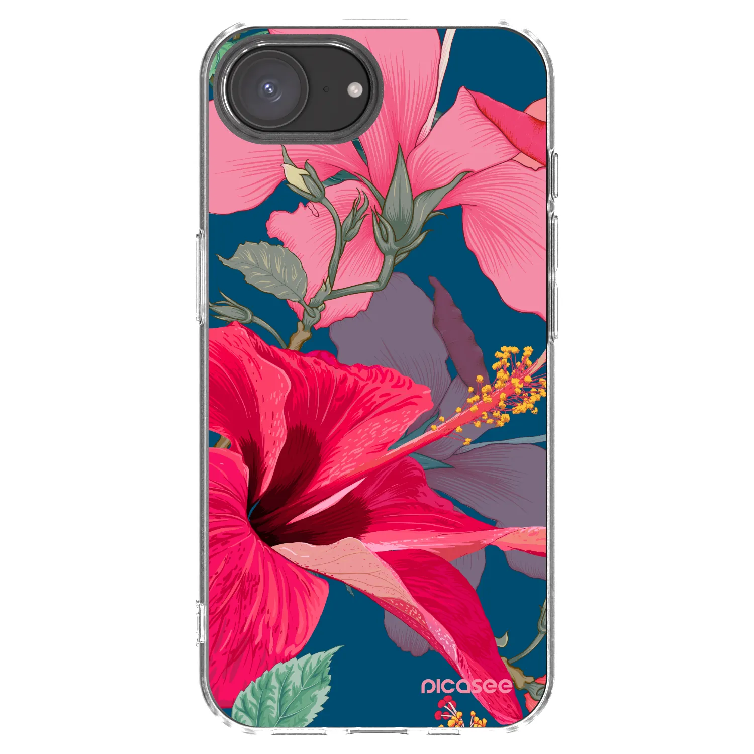 Picasee silikonski prozorni ovitek za Apple iPhone 16e - Hibiscus