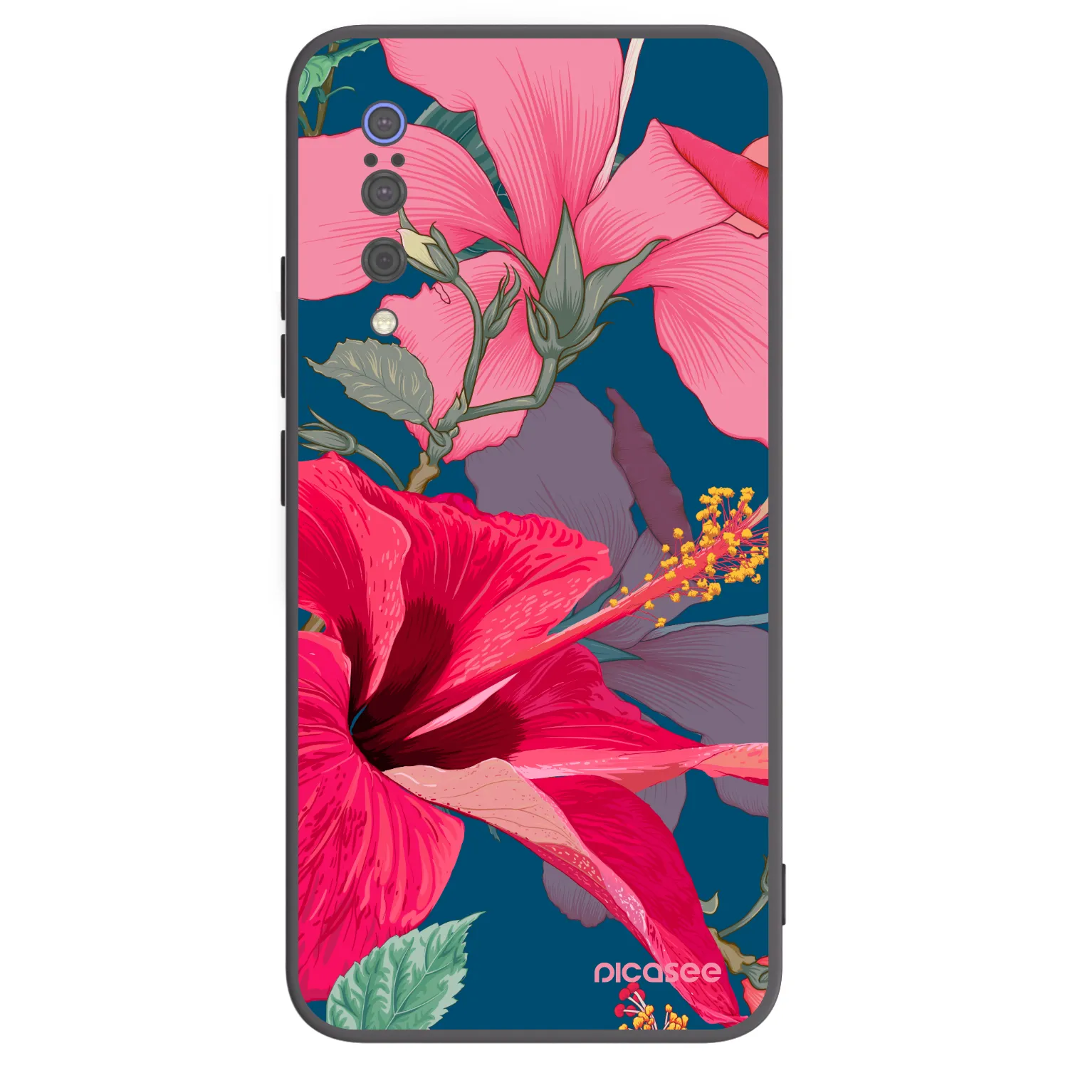 Picasee silikonski črni ovitek za Xiaomi Mi 9 - Hibiscus