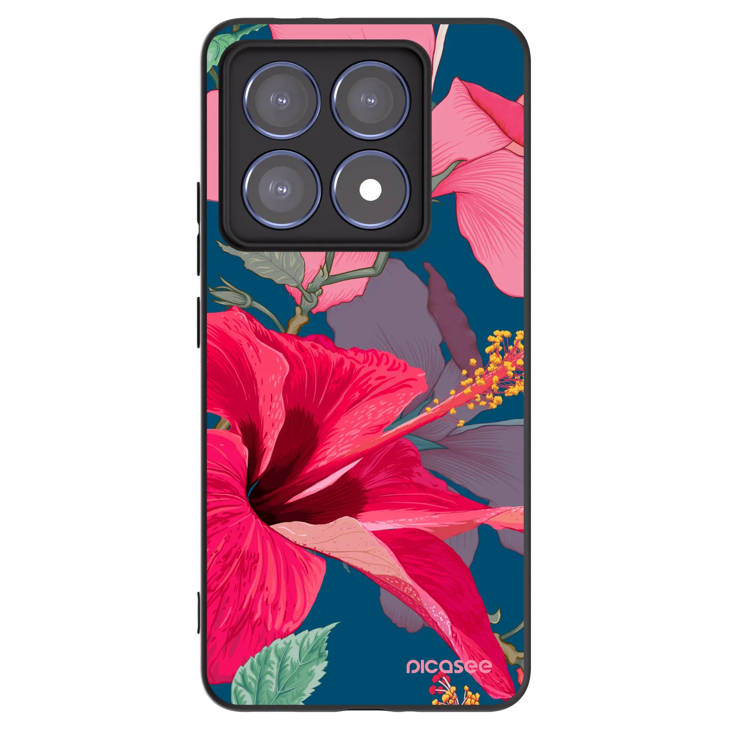 Picasee silikonski črni ovitek za Xiaomi 14T Pro - Hibiscus