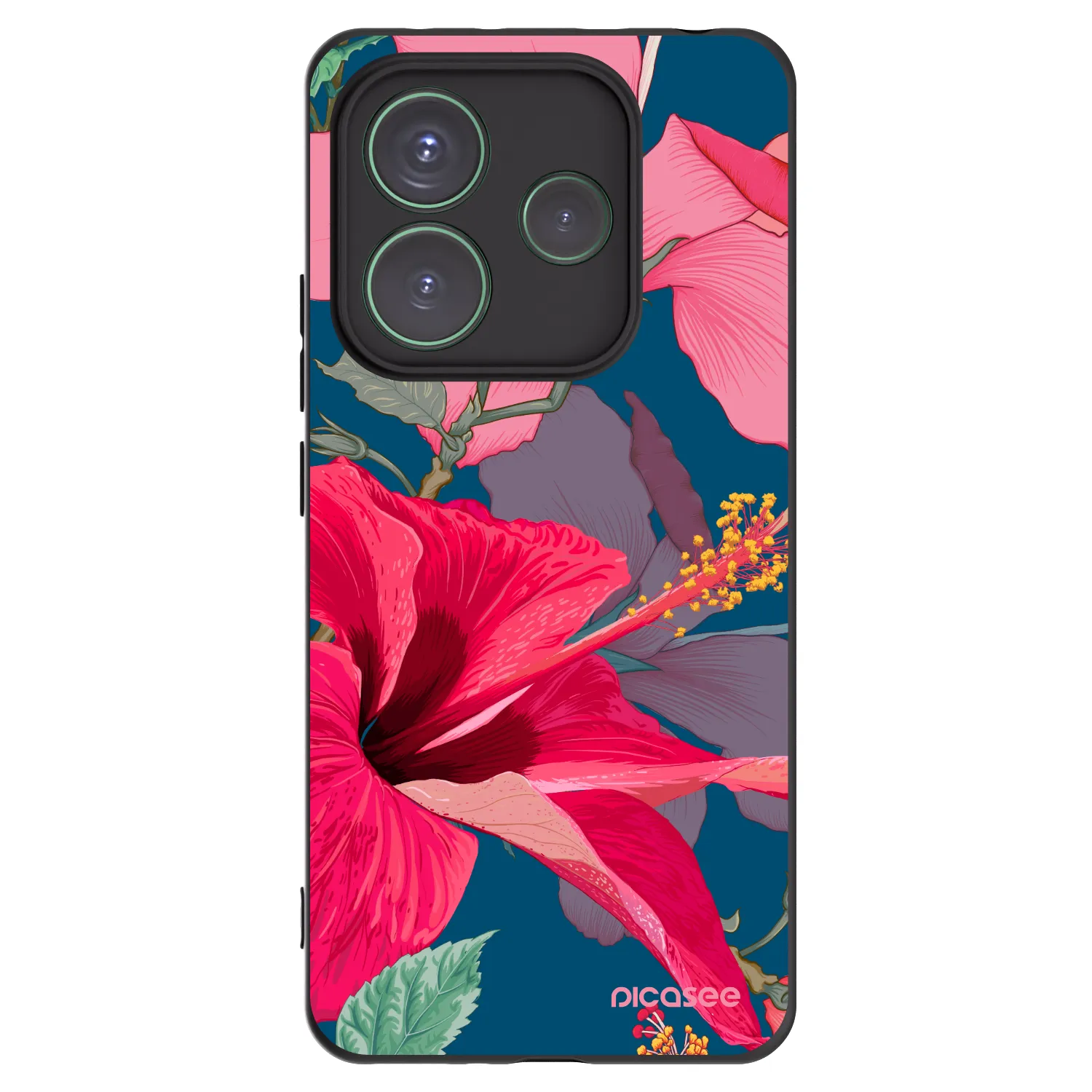 Picasee silikonski črni ovitek za Xiaomi Redmi Note 14 5G - Hibiscus