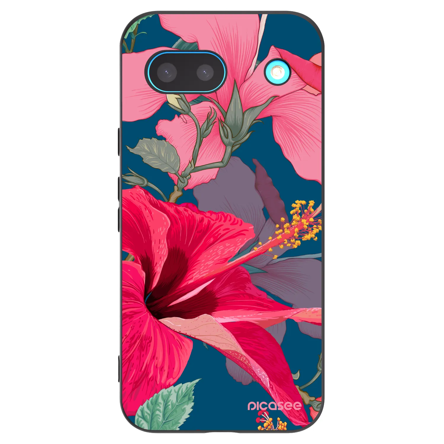 Picasee silikonski črni ovitek za Google Pixel 8 - Hibiscus