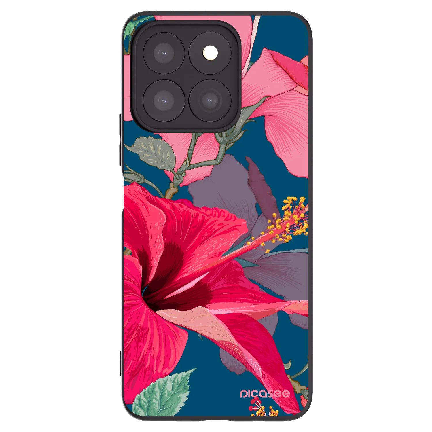 Picasee silikonski črni ovitek za Honor X8c - Hibiscus