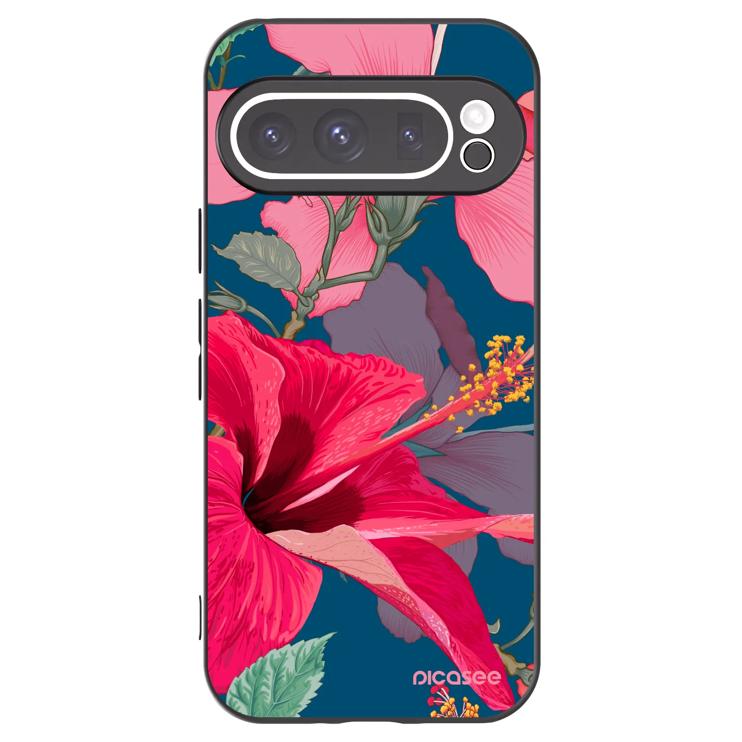 Picasee silikonski črni ovitek za Google Pixel 9 Pro - Hibiscus