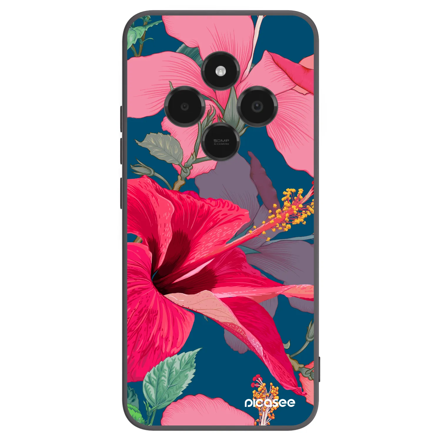 Picasee silikonski črni ovitek za Xiaomi Poco C75 - Hibiscus