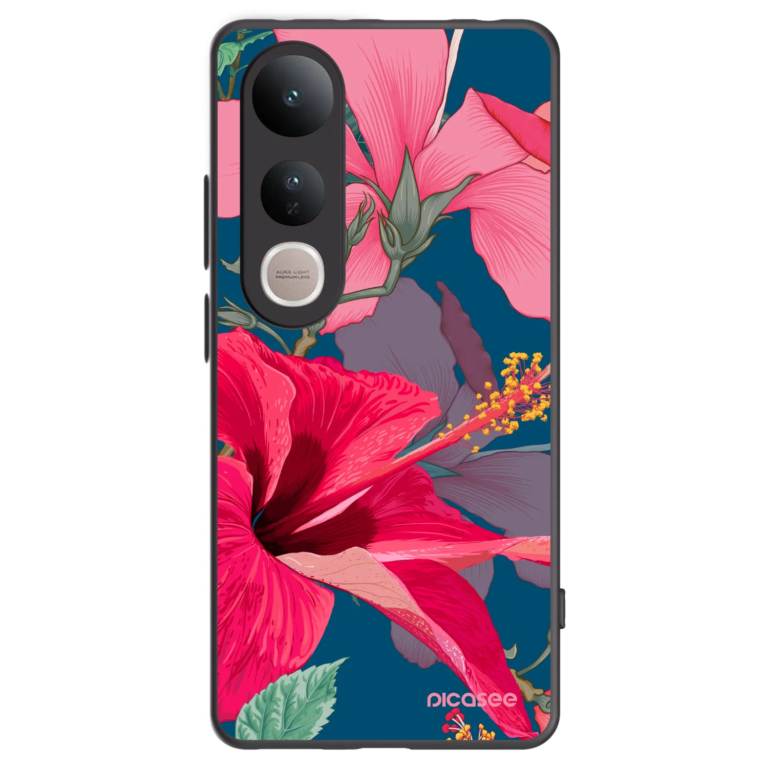 Picasee silikonski črni ovitek za Vivo V50 Lite 5G - Hibiscus