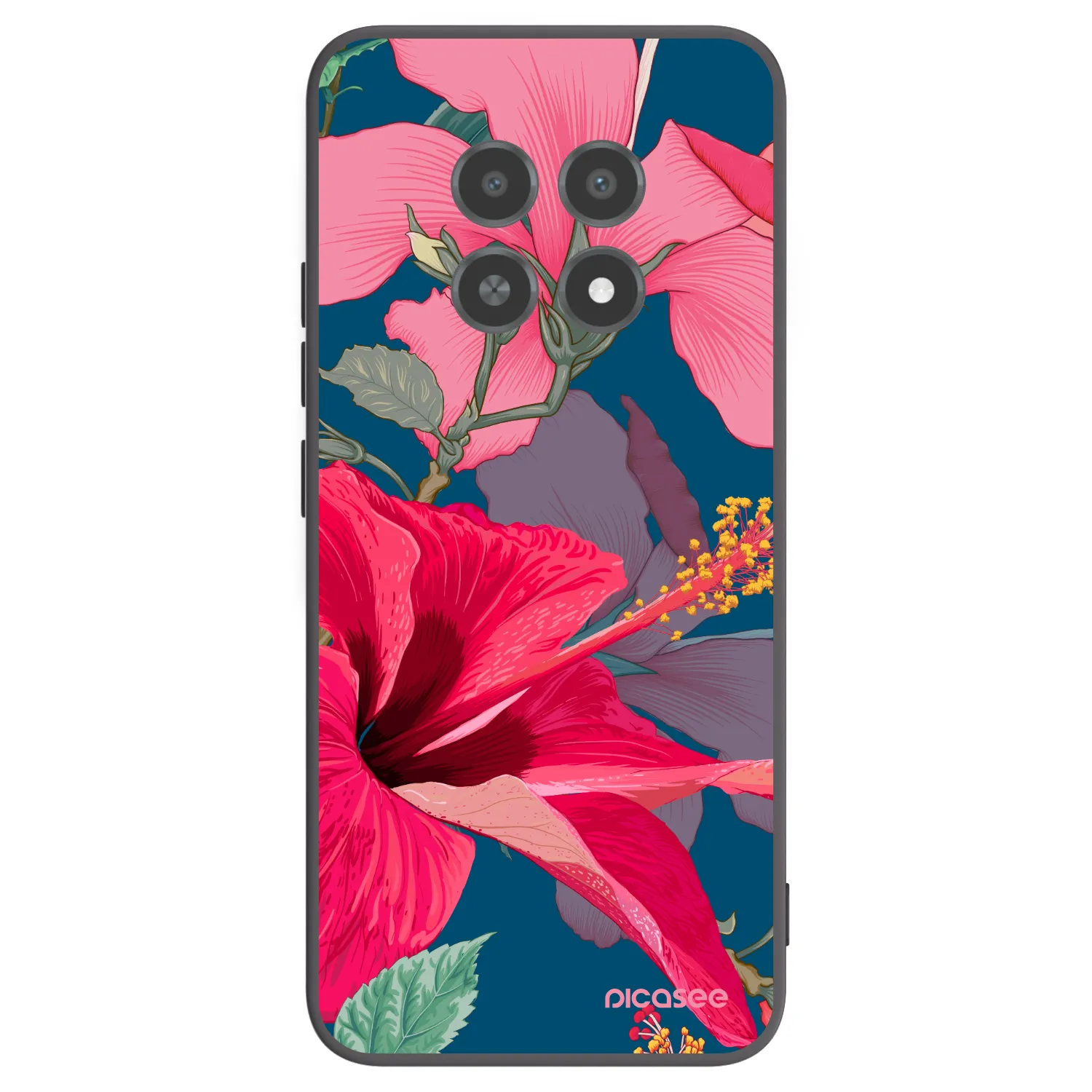Picasee silikonski črni ovitek za Realme 12X - Hibiscus