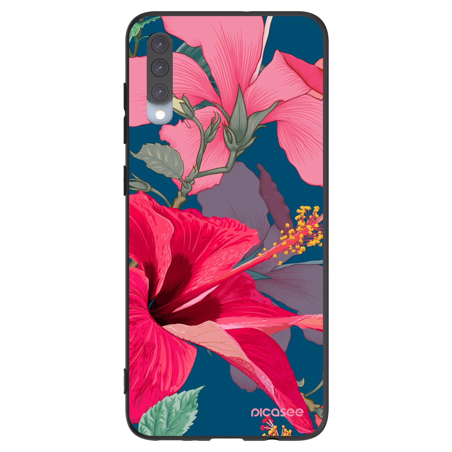 Picasee silikonski črni ovitek za Samsung Galaxy A70 A705F - Hibiscus