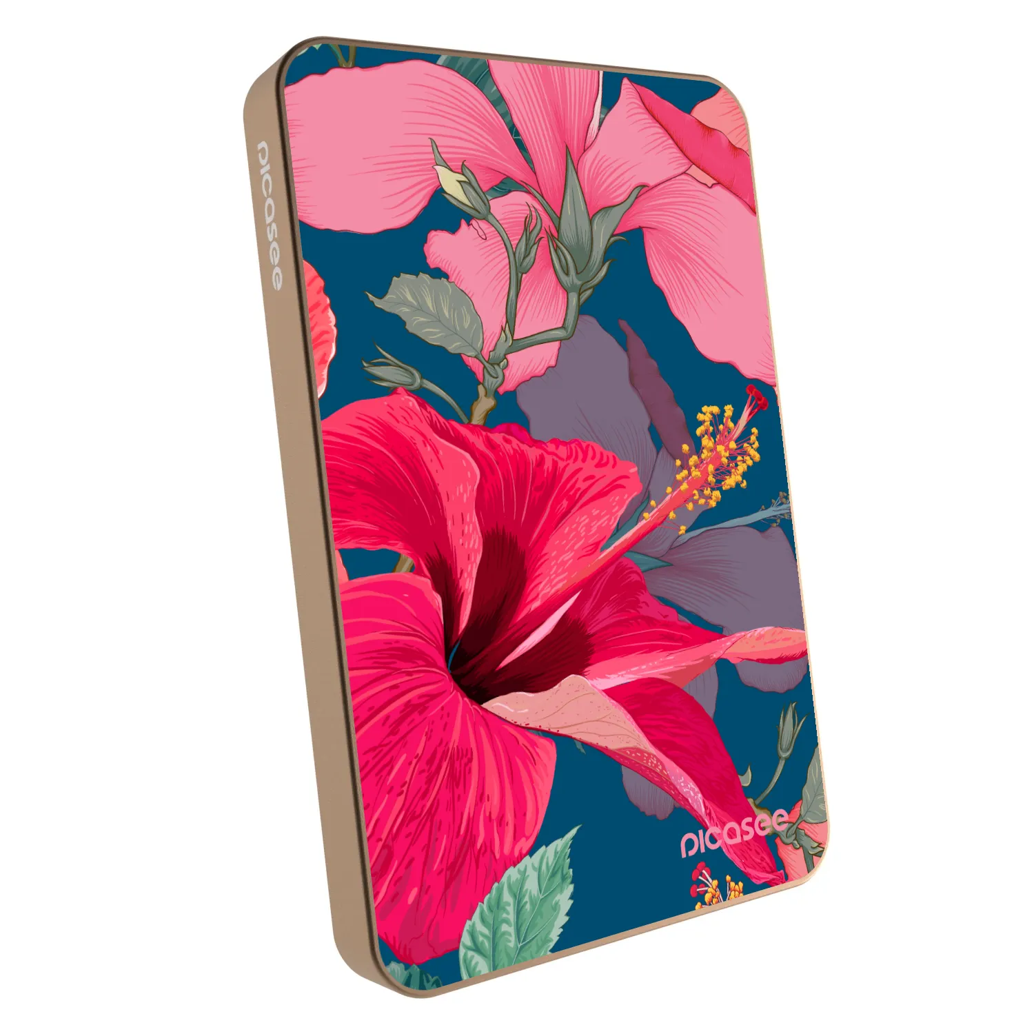 Picasee Prenosna baterija z MagSafe 5 000 mAh Zlati - Hibiscus