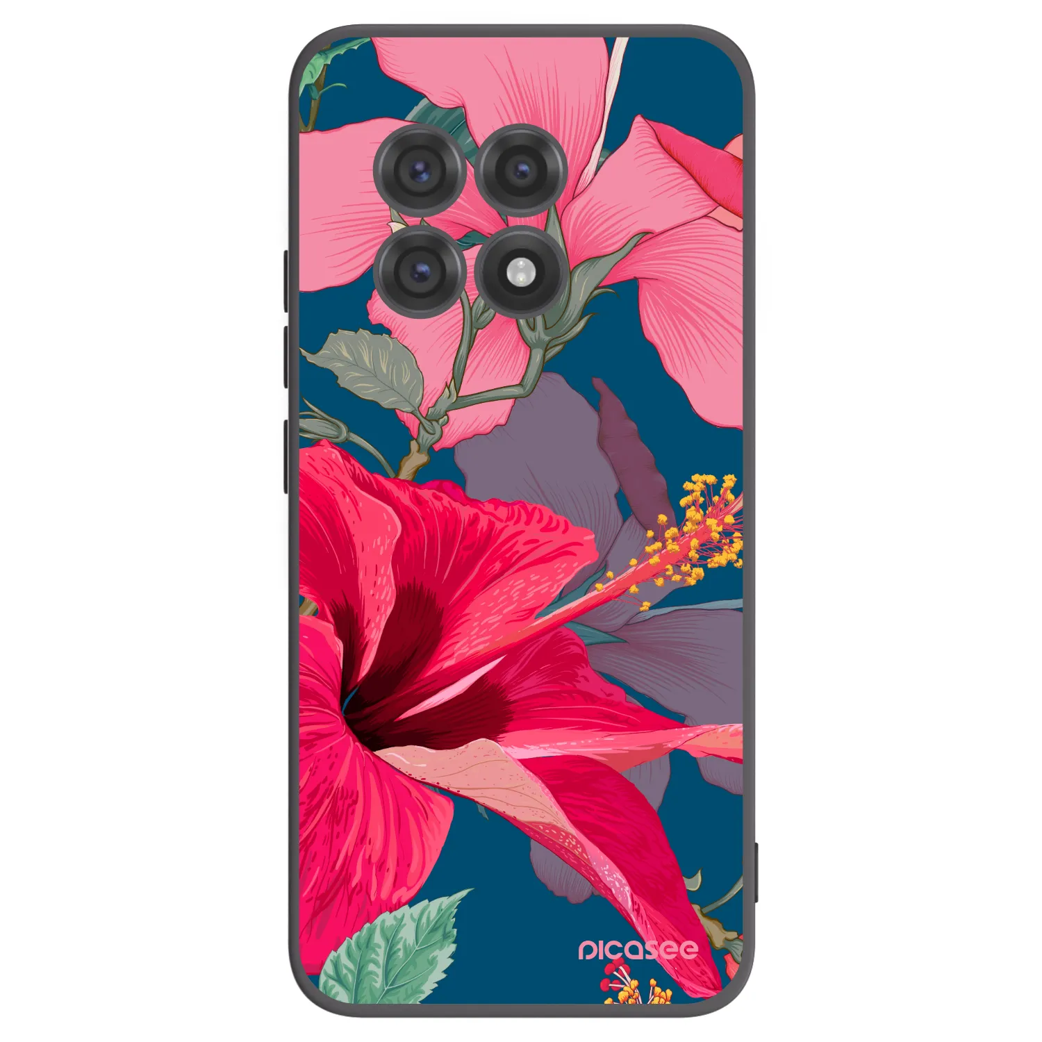 Picasee silikonski črni ovitek za OnePlus 13R 5G - Hibiscus