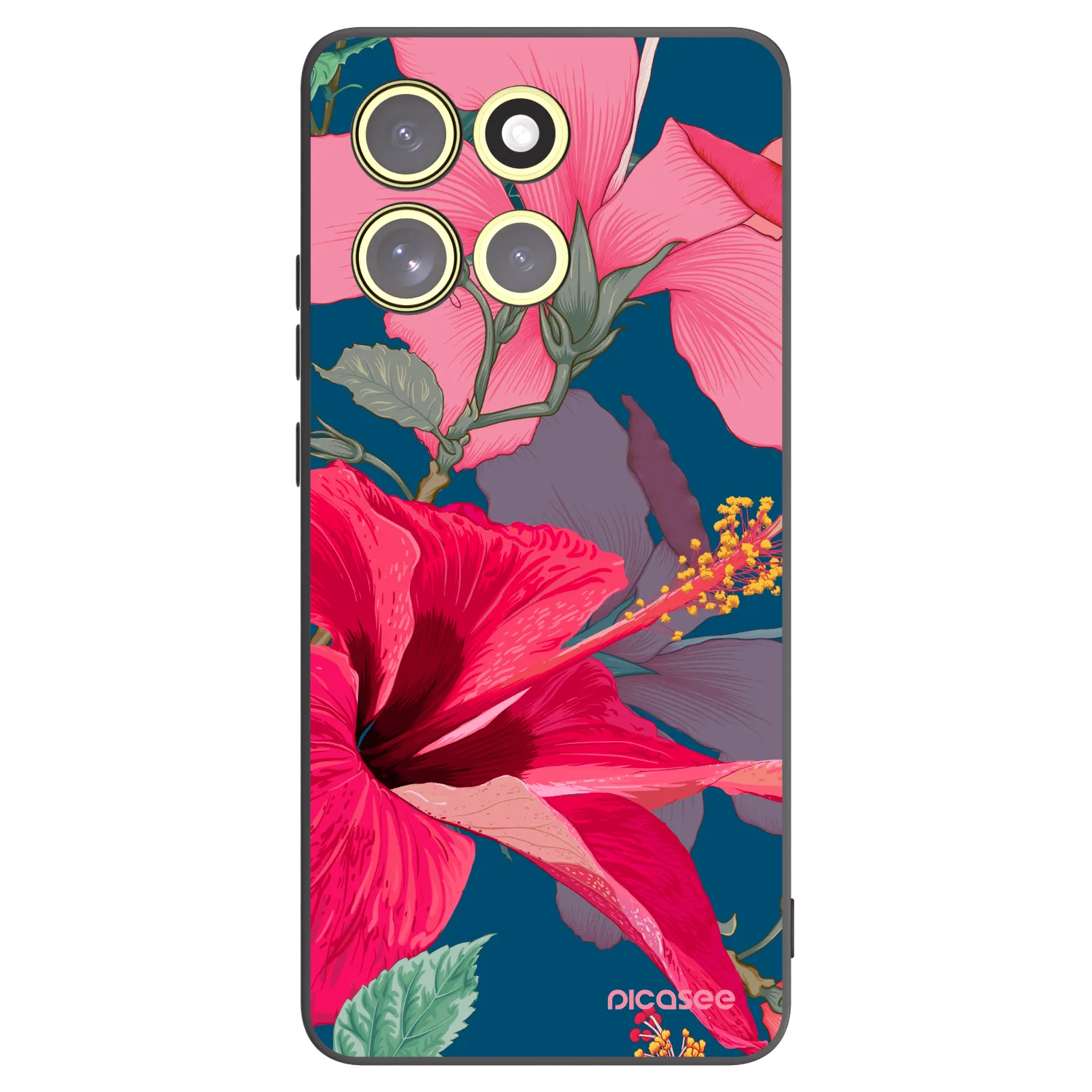 Picasee silikonski črni ovitek za Motorola Moto G86 5G - Hibiscus