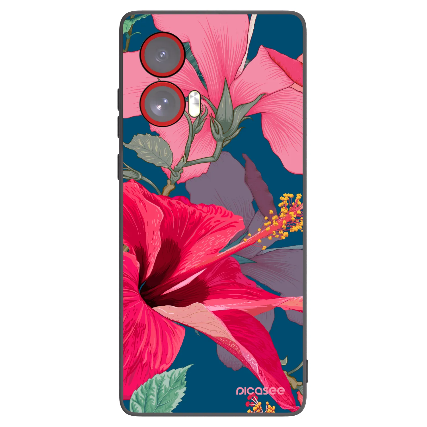 Picasee silikonski črni ovitek za Motorola Edge 50 Fusion - Hibiscus