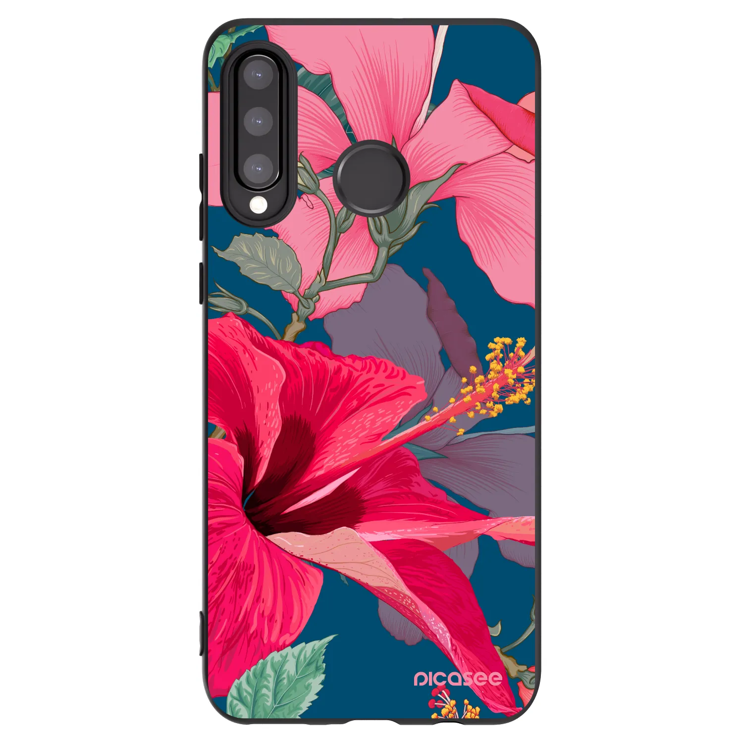 Picasee silikonski črni ovitek za Huawei P30 Lite - Hibiscus