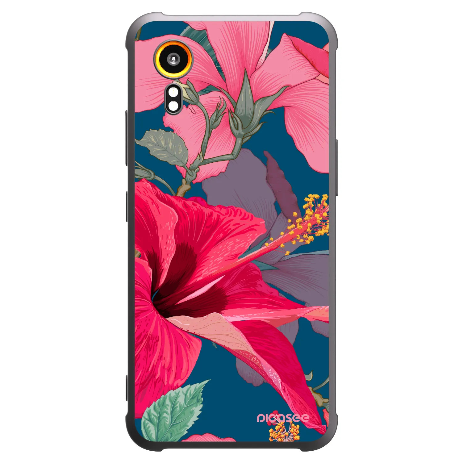 Picasee silikonski črni ovitek za Samsung Galaxy Xcover 7 - Hibiscus