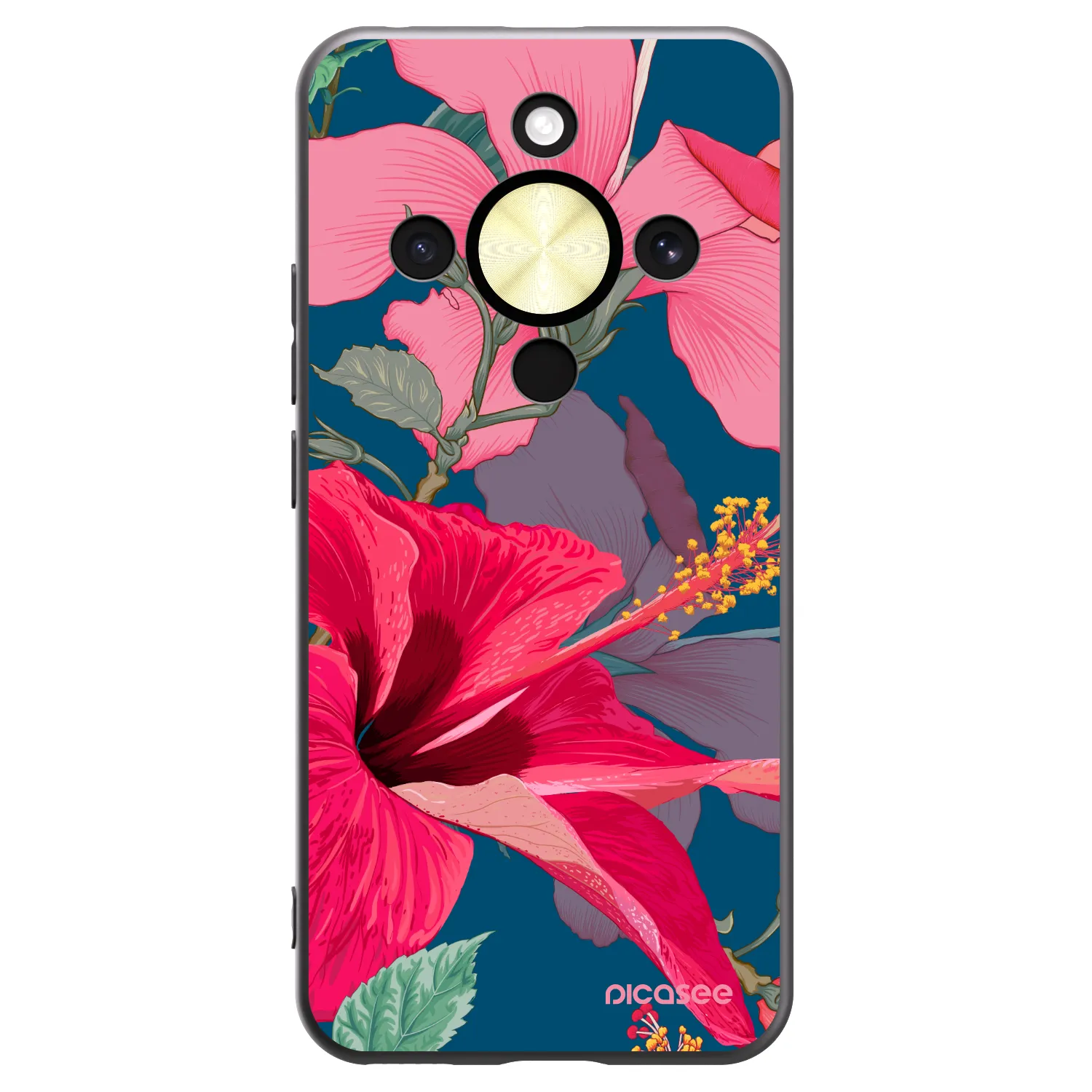 Picasee silikonski črni ovitek za Honor Magic8 Lite 5G - Hibiscus