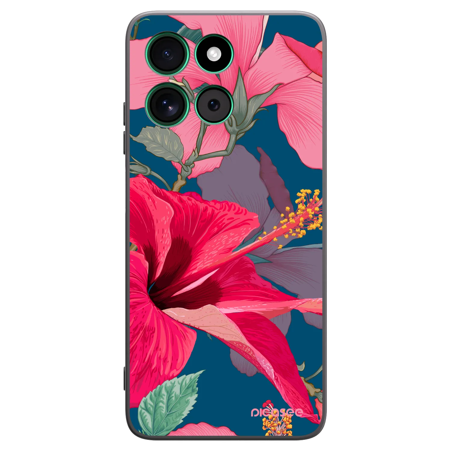 Picasee silikonski črni ovitek za Motorola Moto G57 Power - Hibiscus