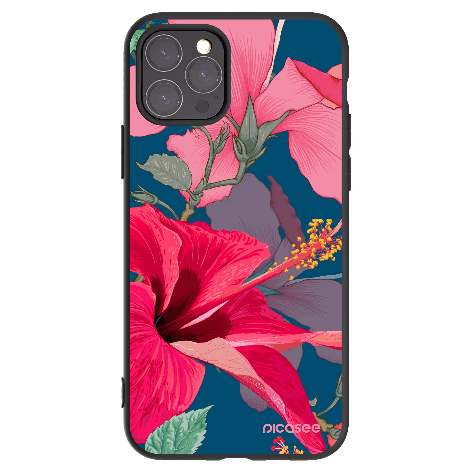 Picasee silikonski črni ovitek za Apple iPhone 11 Pro - Hibiscus