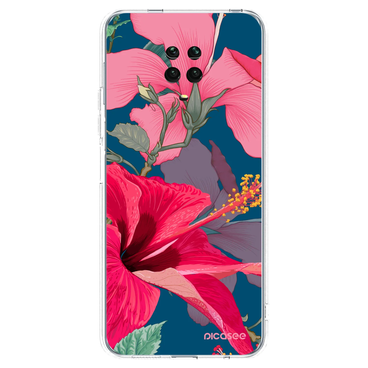 Picasee silikonski prozorni ovitek za Xiaomi Redmi Note 9 Pro - Hibiscus