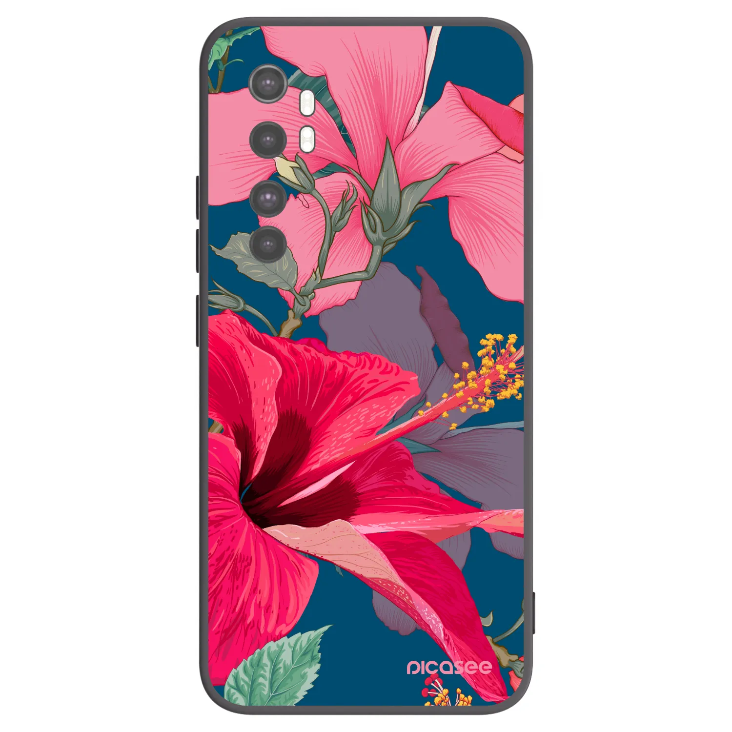 Picasee silikonski črni ovitek za Xiaomi Mi Note 10 Lite - Hibiscus