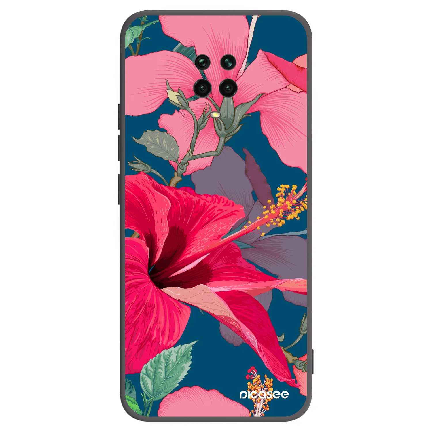 Picasee silikonski črni ovitek za Xiaomi Redmi Note 9S - Hibiscus