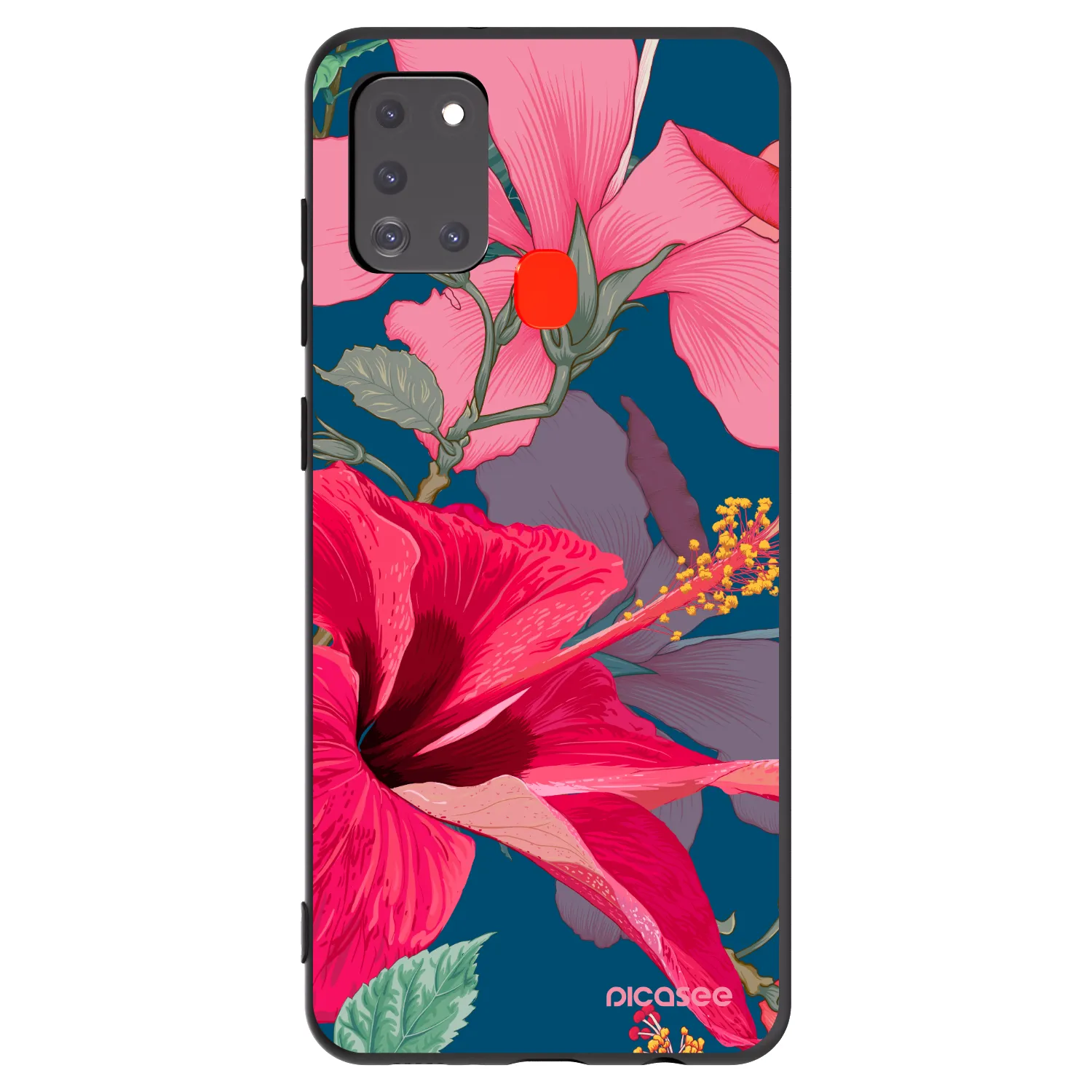 Picasee silikonski črni ovitek za Samsung Galaxy A21s - Hibiscus
