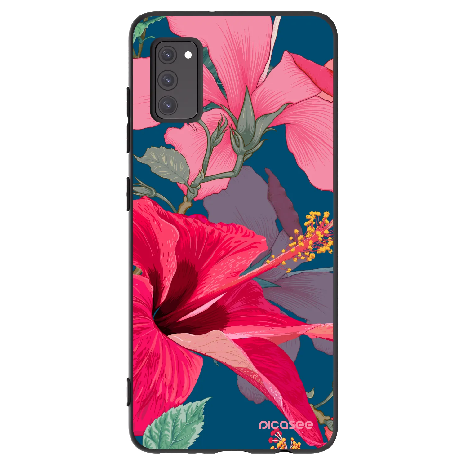 Picasee silikonski črni ovitek za Samsung Galaxy A41 A415F - Hibiscus