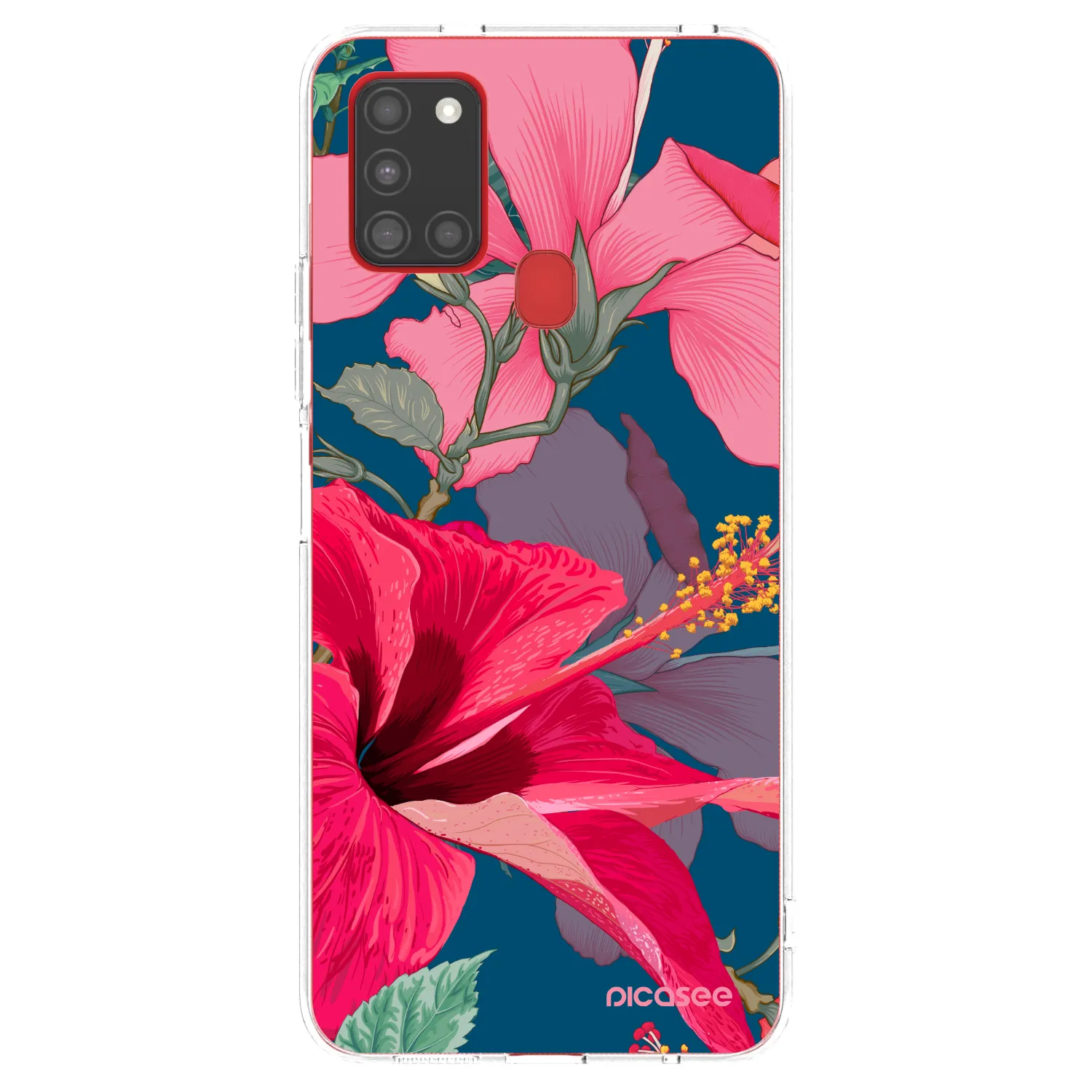 Picasee silikonski prozorni ovitek za Samsung Galaxy A21s - Hibiscus