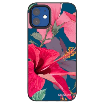 Picasee silikonski črni ovitek za Apple iPhone 12 mini - Hibiscus