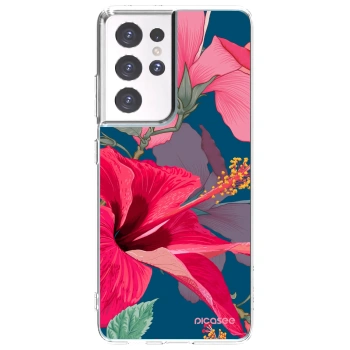Picasee silikonski prozorni ovitek za Samsung Galaxy S21 Ultra 5G G998B - Hibiscus