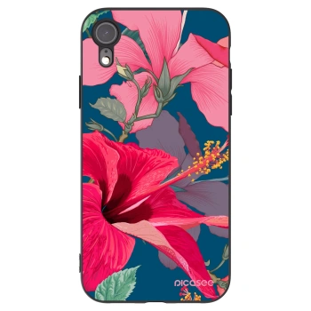 Picasee silikonski črni ovitek za Apple iPhone XR - Hibiscus
