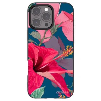 Picasee silikonski črni ovitek za Apple iPhone 16 Pro Max - Hibiscus