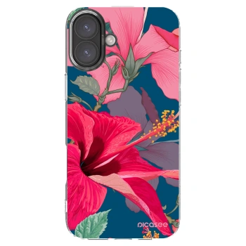 Picasee silikonski prozorni ovitek za Apple iPhone 16 Plus - Hibiscus