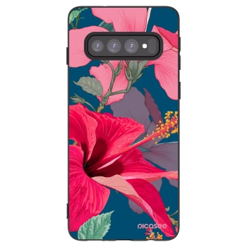 Picasee silikonski črni ovitek za Samsung Galaxy S10 G973 - Hibiscus