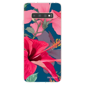 Picasee silikonski prozorni ovitek za Samsung Galaxy S10 Plus G975 - Hibiscus