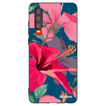 Picasee silikonski črni ovitek za Huawei P30 - Hibiscus