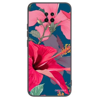 Picasee silikonski črni ovitek za Xiaomi Redmi Note 9 Pro - Hibiscus